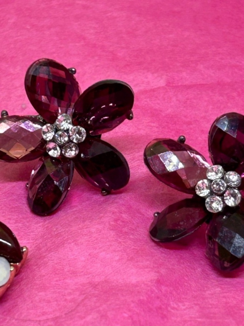 J. Crew Amethyst Floral Crystal Cluster Earrings